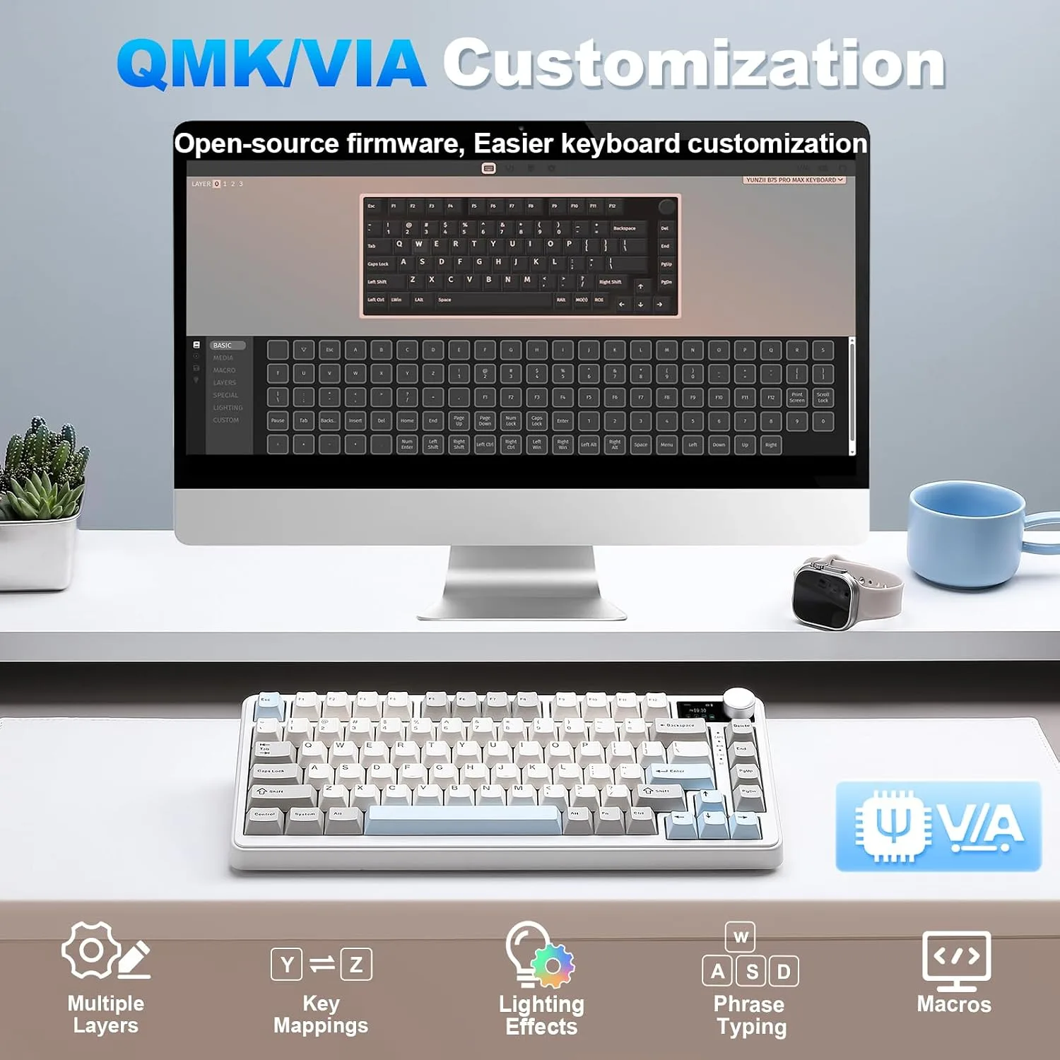 YUNZII B75 PRO MAX 75% Mechanical Keyboard (Beige,Milk Switch)