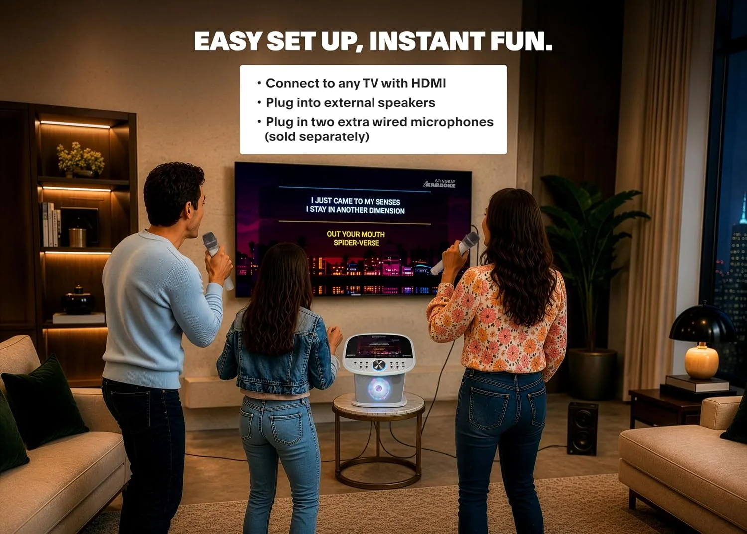 Singing Machine Karaoke Machine Screen, WiFi, Music Apps, 2 Microphones