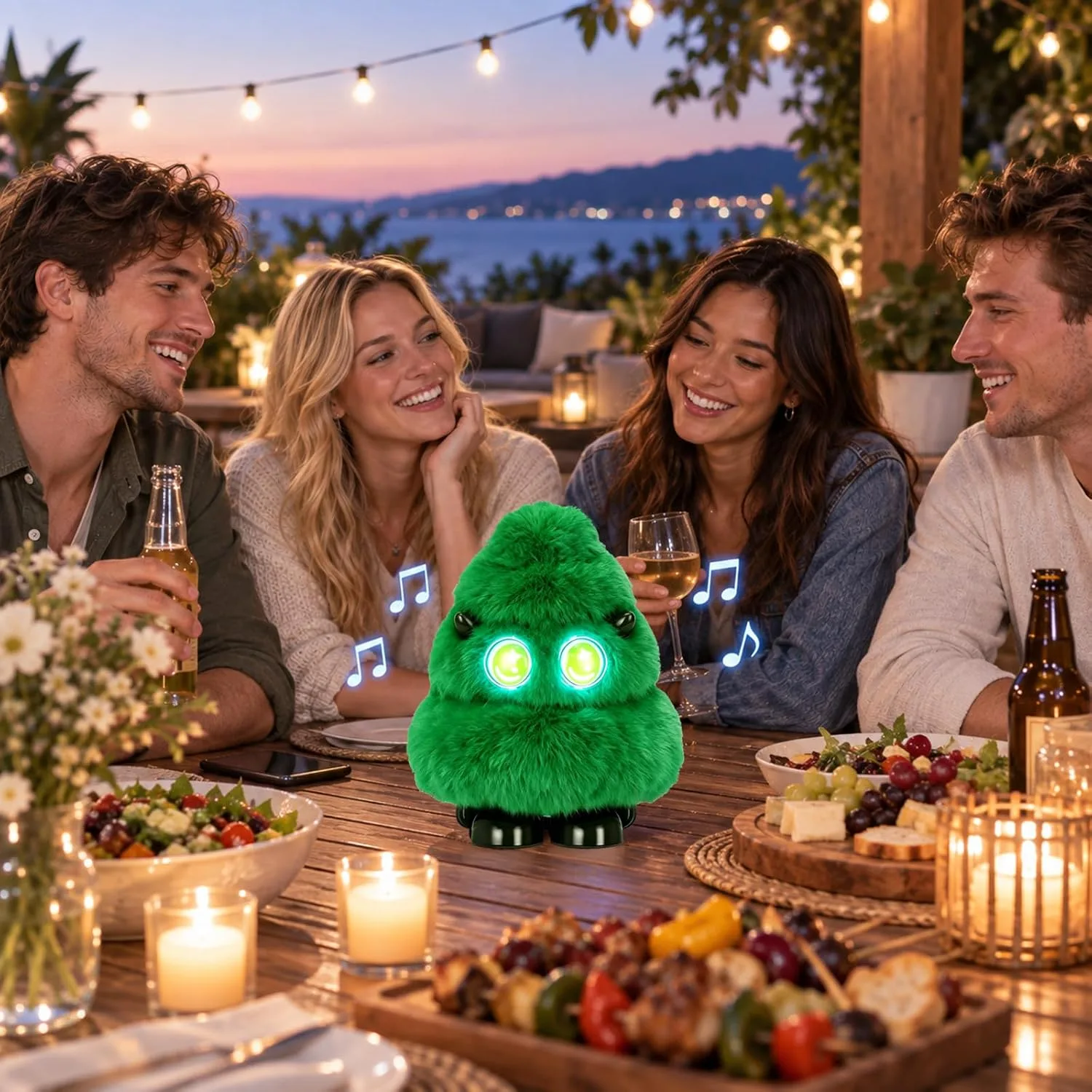 Christmas Tree Plush Bluetooth Speaker With LED,15W Speaker with Deep Bass