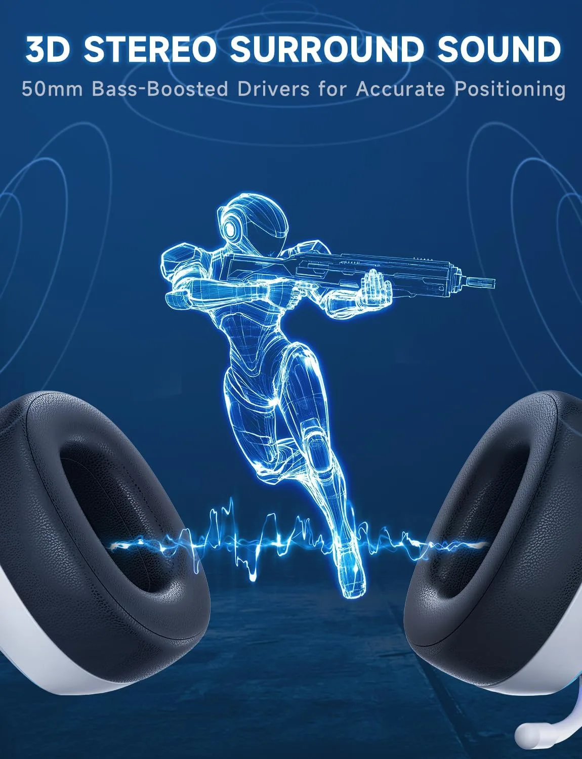 Gvyugke 2.4GHz Wireless Gaming Headsets for PS5, PS4, PC, Switch, White