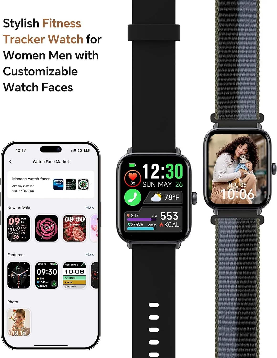 Smart Watch for Women/Men, Bluetooth Calling, Alexa built-in, iOS Android
