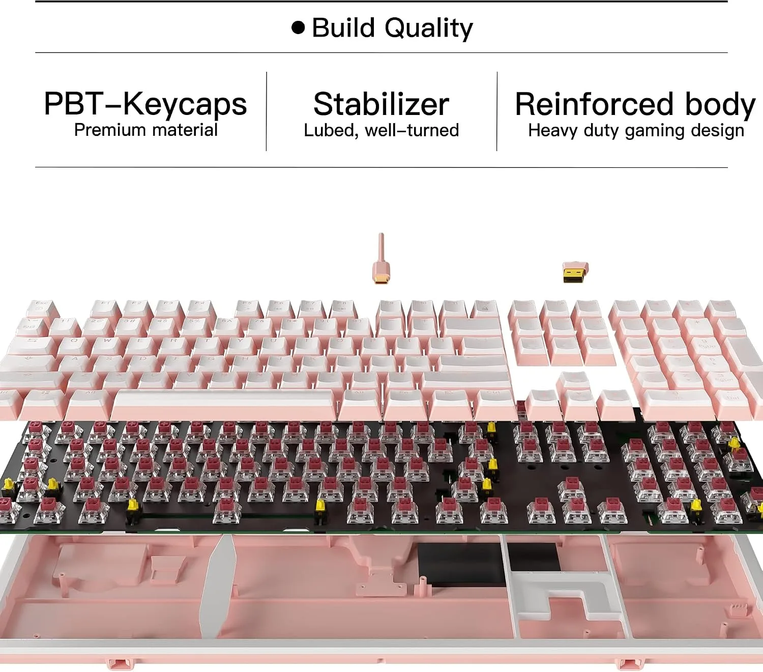 Hexgears X5 Wireless Mechanical Keyboard Full Size 108 Keys- Pink