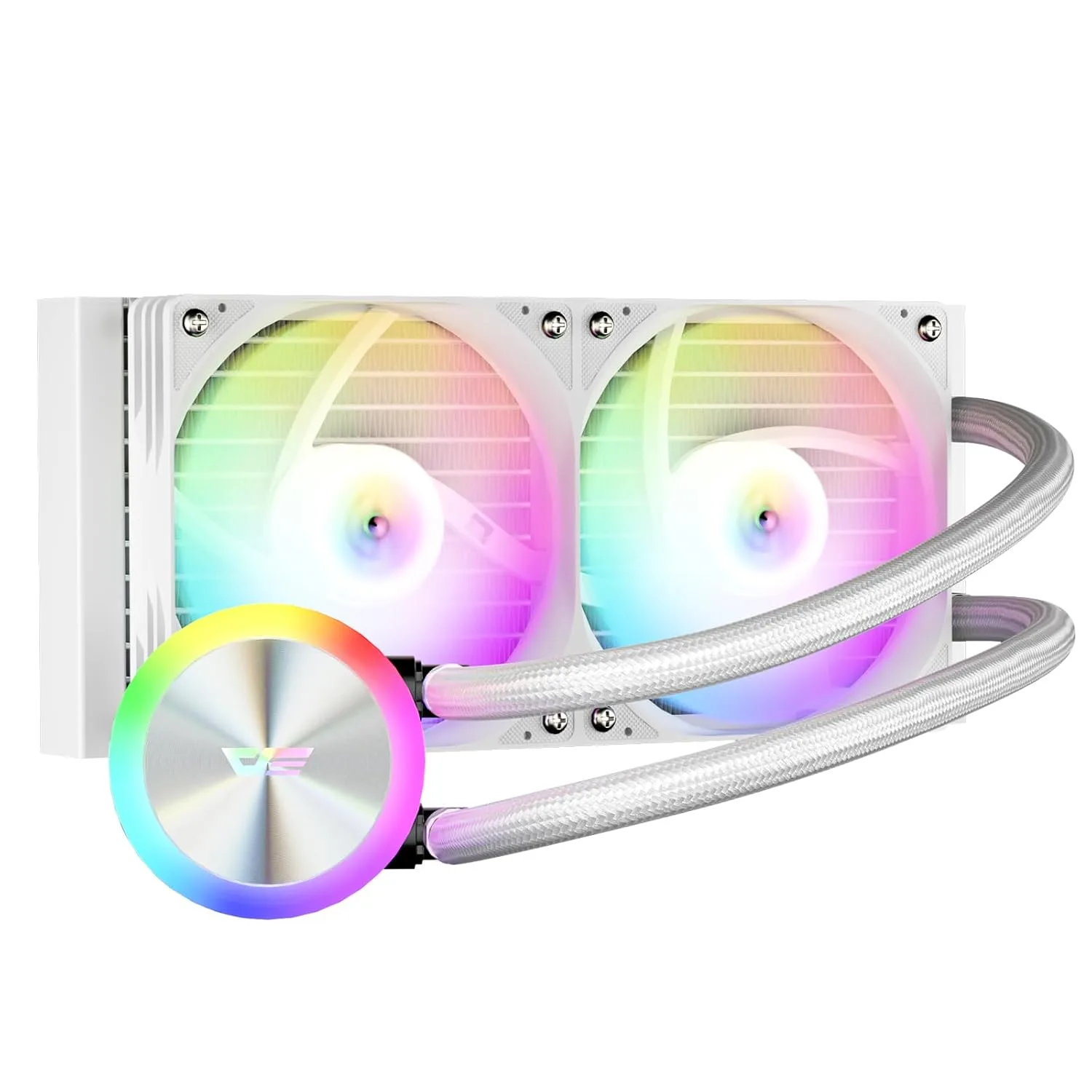 darkFlash DG240 All-in-one Liquid CPU Cooler, High-Performance Pump, ARGB Sync, PWM Daisy Chain Connection Fans, AIO Cooler Compatible with Intel 1851/1700, AMD AM4/AM5 (White, 240mm AIO)