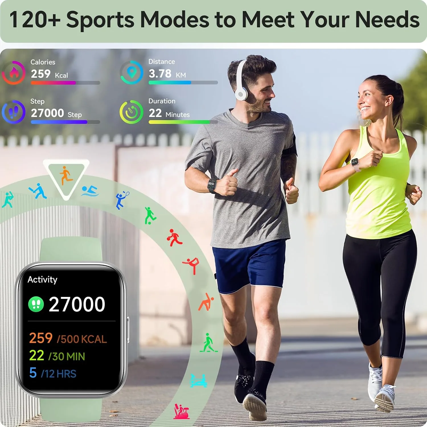 Smart Watches for Women Men, 1.85" Smart Watch Compatible iPhone/Samsung/Android (Answer/Make), Fitness Tracker Watch with Heart Rate/Sleep Monitor, Smartwatch 3ATM Waterproof 120+ Sport Modes, Alexa
