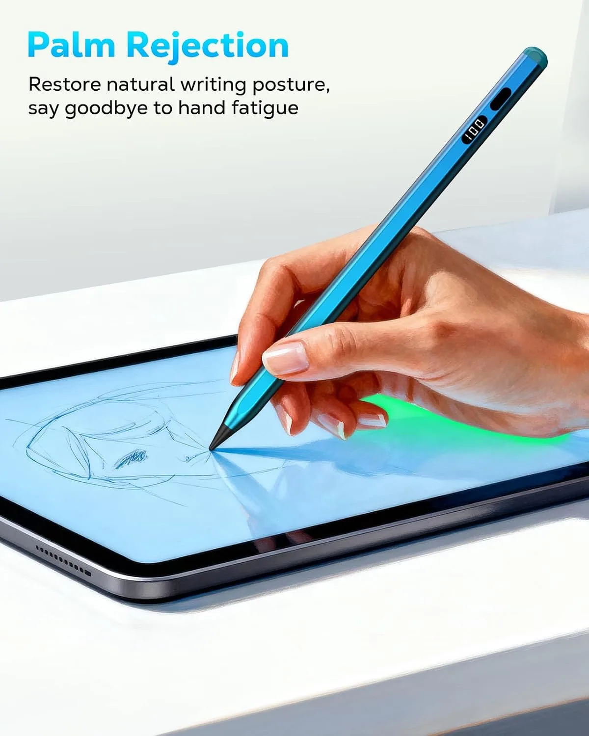 MoKo Stylus Pen for iPad 2018-2026, USB-C Charge Pencil with LED Display