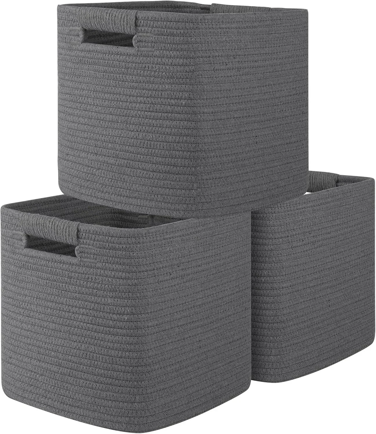 OIAHOMY Storage Cubes 11 Inch Storage Bins-3 Pack, Cotton Rope Woven Baskets for Organizing, Square Baskets for Shelves