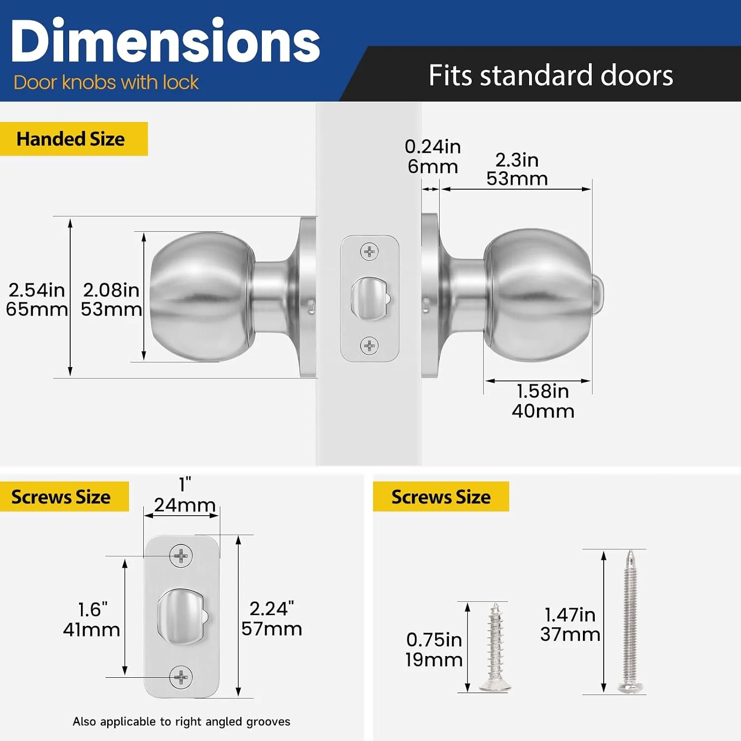 Keyed Entry Door Knob with Lock, Door Lock with Key, Satin Nickel
