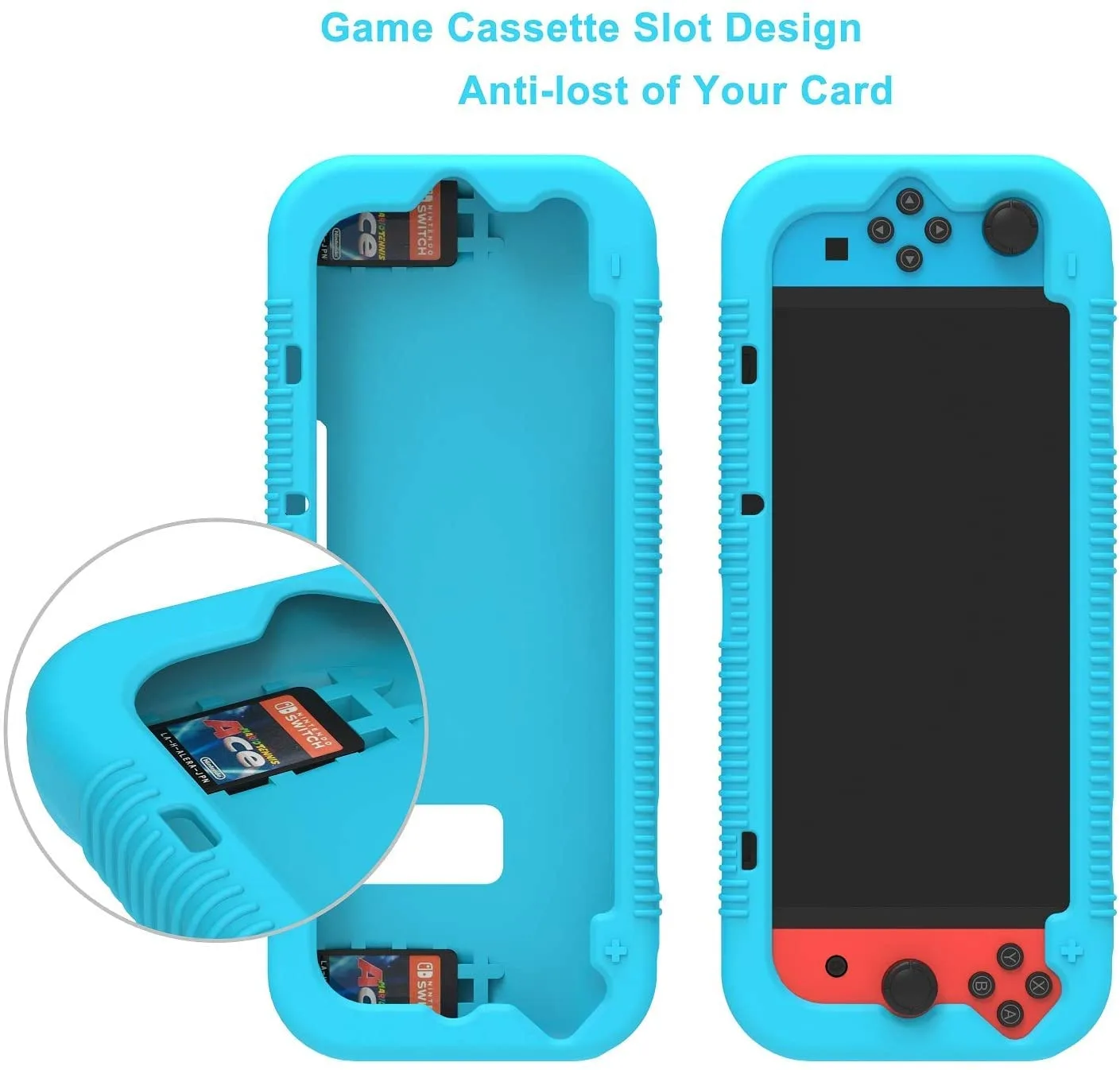 Teyomi Silicone Case for Nintendo Switch, Grip Cover with Tempered Glass, Nintendo Switch Screen Protector, 2 Storage Slots for Game Cards, Nintendo Switch Cover(Green)
