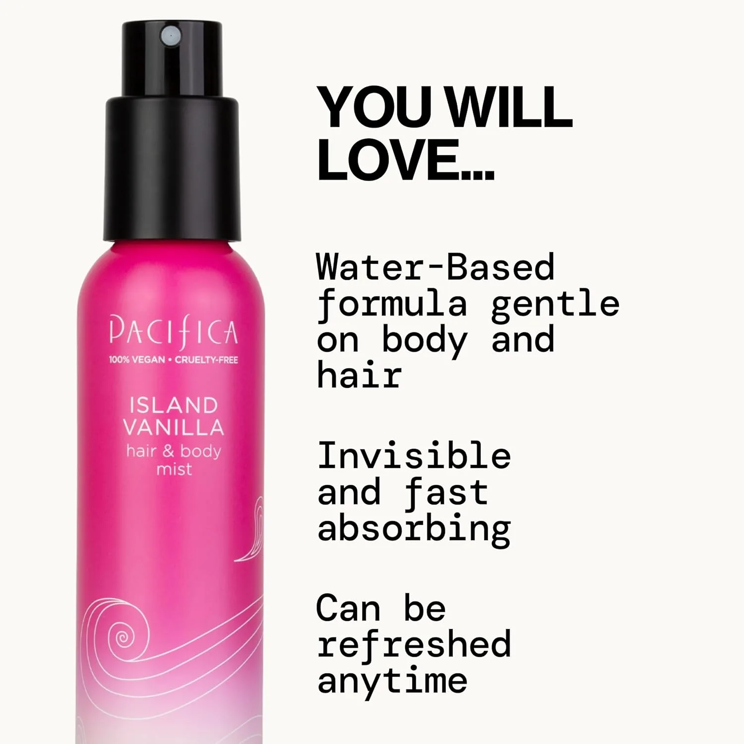 Pacifica Hair Mist Perfume & Full Body Spray for Women - Island Vanilla Body Mist Fragrance w/Sugar, Vanilla & Sandalwood Clean Beauty Alcohol-Free, Vegan & Cruelty-Free, 5 oz