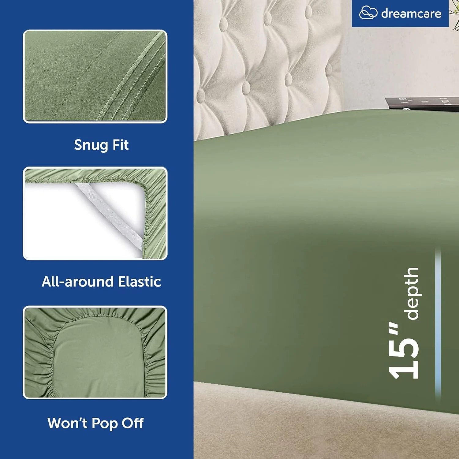 DREAMCARE King Size Sheets Set - 6 pcs Breathable Cooling Sheets King Size