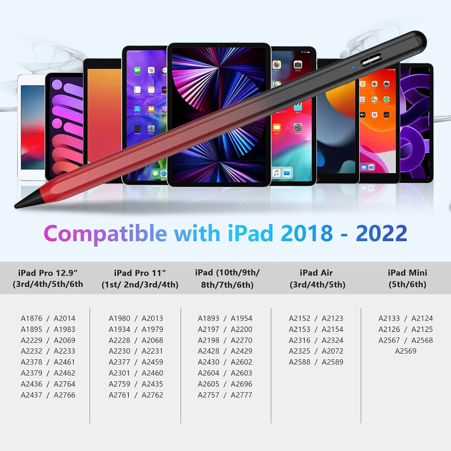 COO Stylus Pen for iPad Pro Air Mini 2018-2024, Palm Rejection Fast Charge