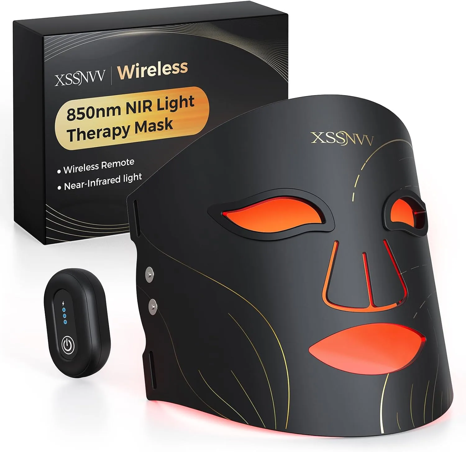 Red Light Therapy Mask for Face, Wireless LED Face Mask, 4 Modes
