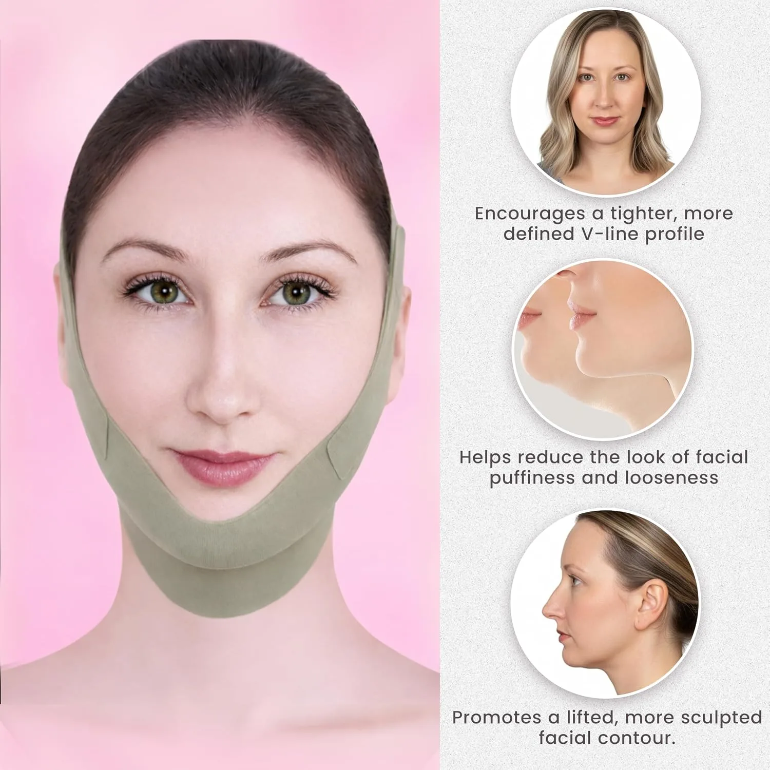 V-Line Chin Up Mask – V Shaped Face lift mask for Double Chin Reducer, Jawline Shaper Chin Strap for Sleeping Adjustable Face Slimmer for Women