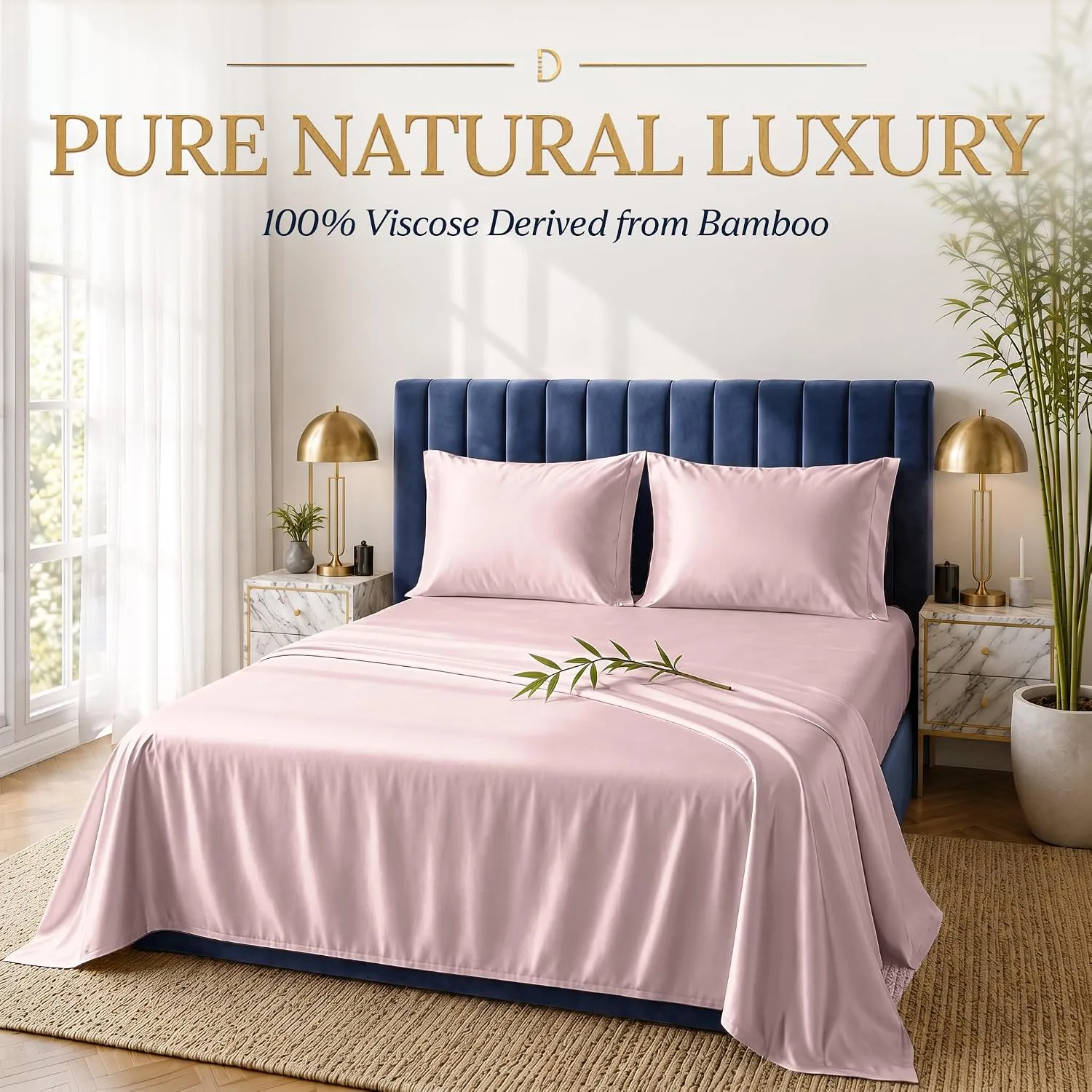 DECOLURE 100% Viscose from Bamboo Sheets Twin Size | 3 Pc Cooling Bed Set