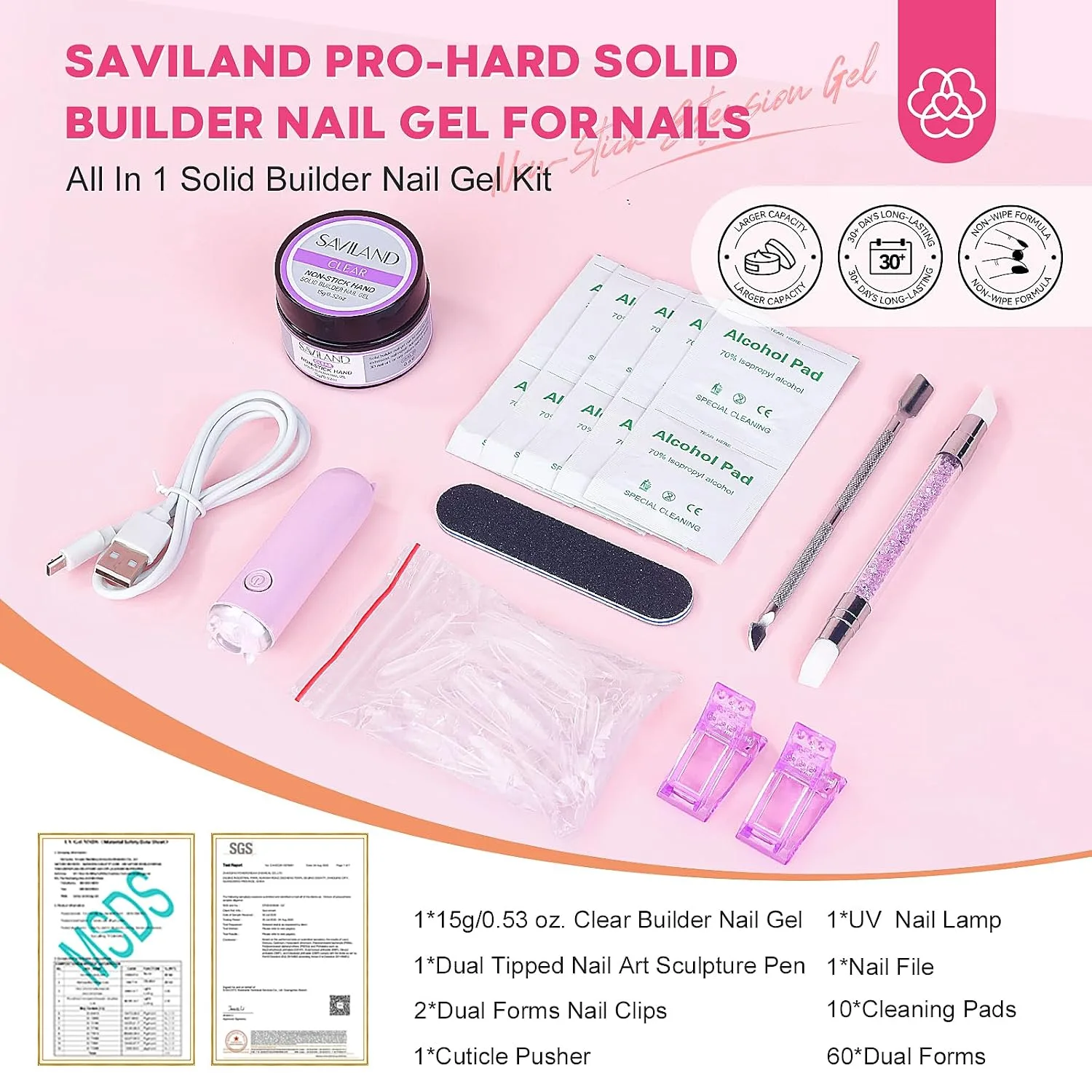 SAVILAND Solid Builder Nail Gel with U V Lamp for 3D Carving & Extension