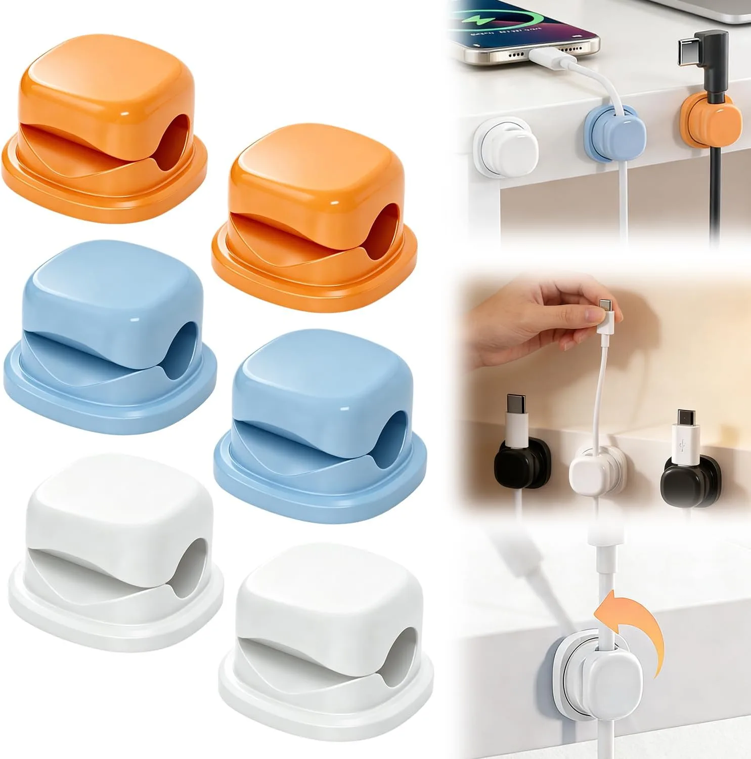 Cord Organizer Holder，Rotatable Desk Cable Managemen，Desk Organizer