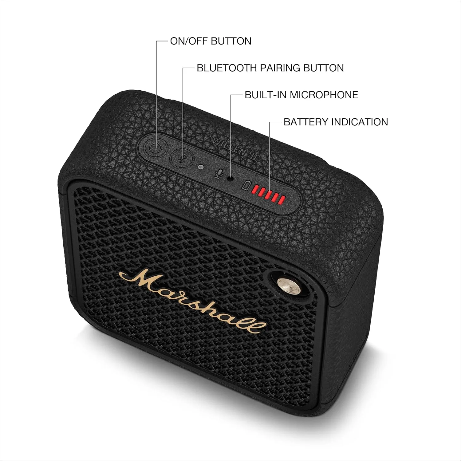 Marshall Willen II Portable Bluetooth Waterproof Speaker - Black and Brass