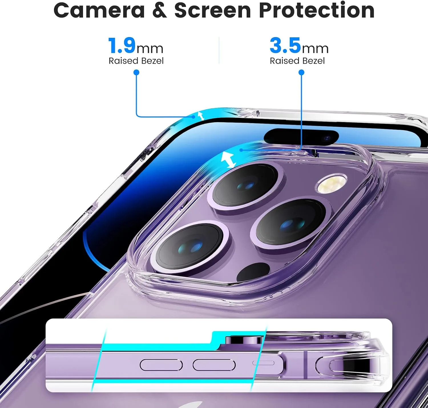 Mkeke for iPhone 14 Pro Max Case Clear, [Not-Yellowing][Military-Grade Drop Protection] Shockproof Protective Phone Cases 2022