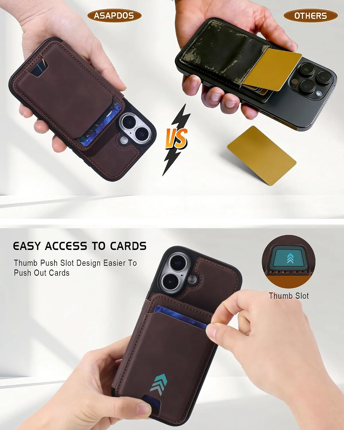 Magnetic Detachable Wallet Case for iPhone 17 with Kickstand,2-in-1 MagSafe Compatible RFID Blocking Card Holder,Slim PU Leather Cover Vintage Brown