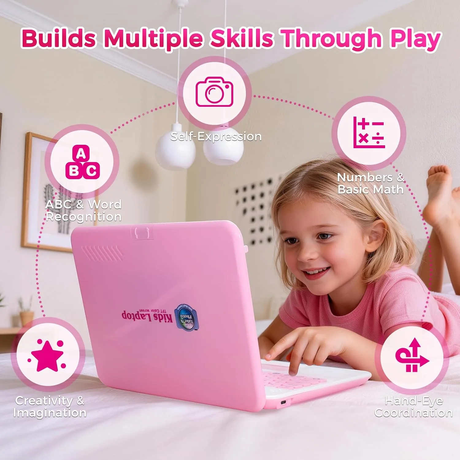 Kids Laptop with Camera, Educational Color Screen Computer with 64 Learning Modes, Laptop for Kids Ages 5+