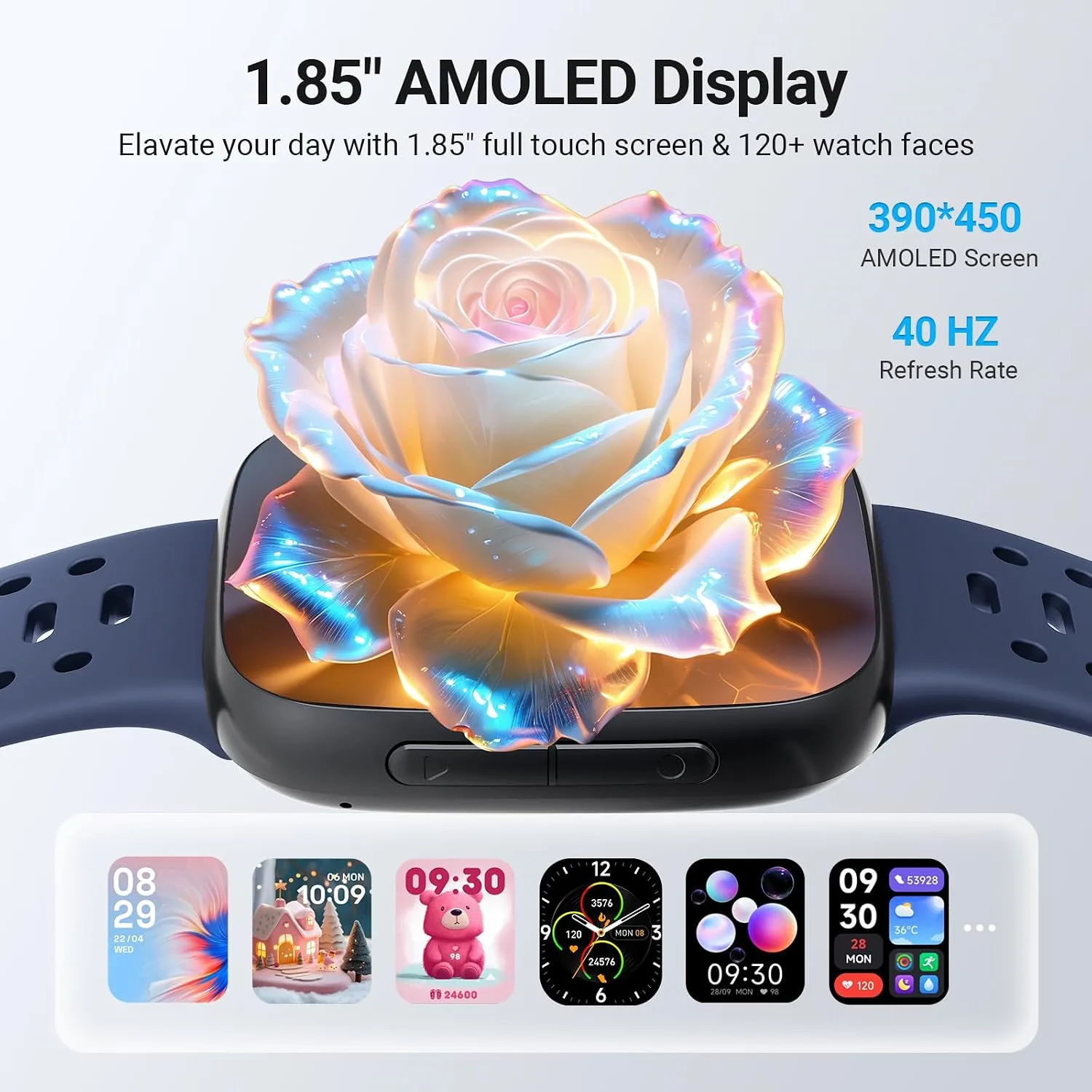 Smart Watches for Women/Men Android iPhone, [1.85" AMOLED Screen] Smartwatch Fitness Tracker 3ATM Waterproof with Bluetooth Calls, AI Control, Heart Rate/SpO2/Sleep Monitor, 7 Days Battery