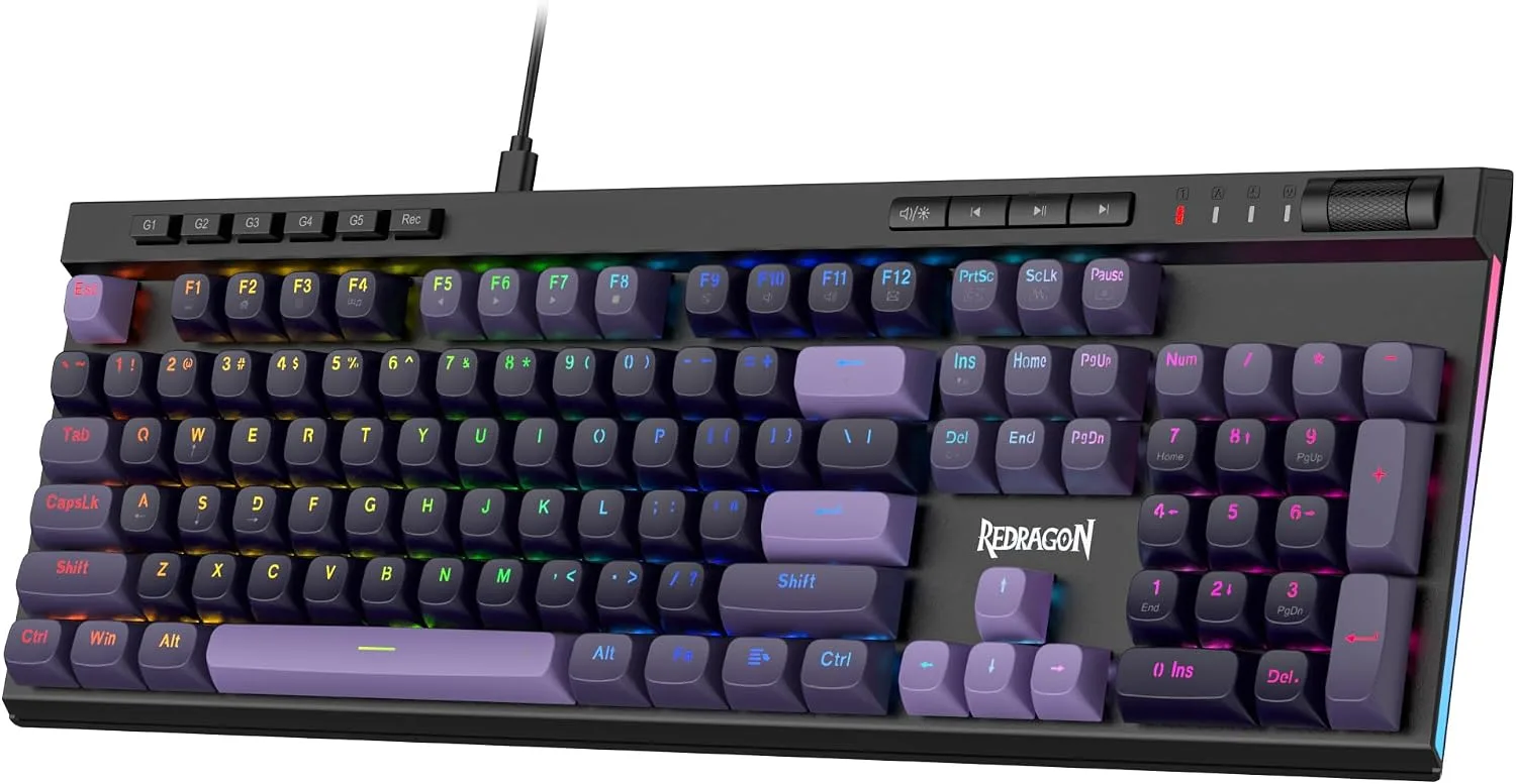 Teclado Gamer Redragon K580 RGB con Switches Magnéticos Hall-Effect y Rueda Multimedia