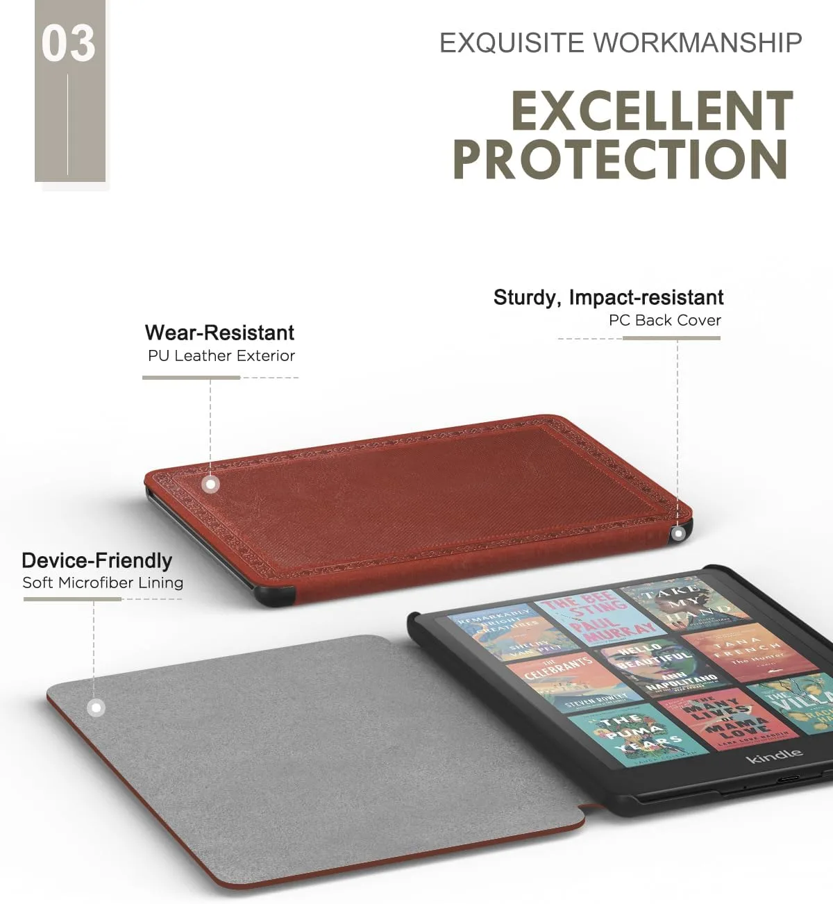 Moko Case for 7" Kindle Paperwhite 12th Gen 2024/Colorsoft, Vintage Twill