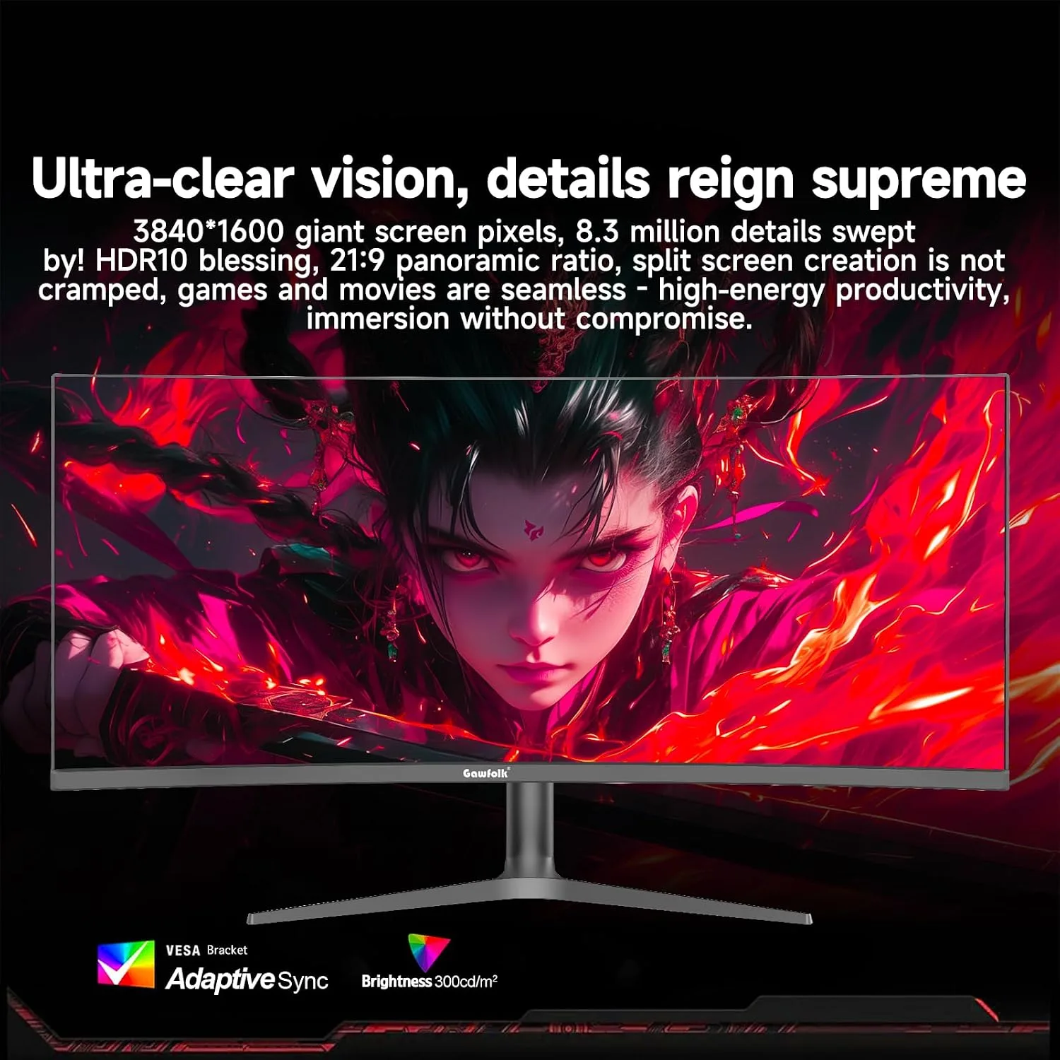 Gawfolk 37.5 Inch Gaming Curved Monitor 3840×1600p 144Hz PC Monitor
