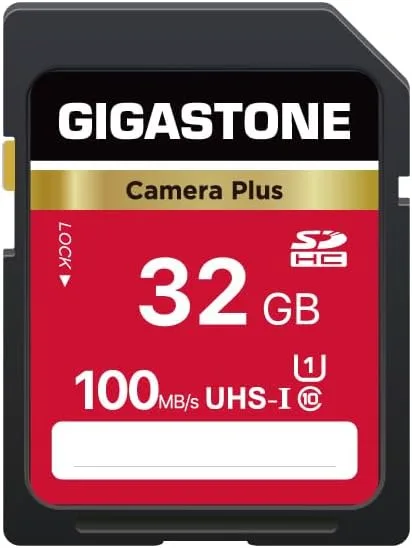 GIGASTONE 32GB SD Card, Camera Plus, UHS-I U1 Class 10 SDHC Memory Card Full HD Video for Digital Camera Speed up to 100MB/s, with 1 mini case