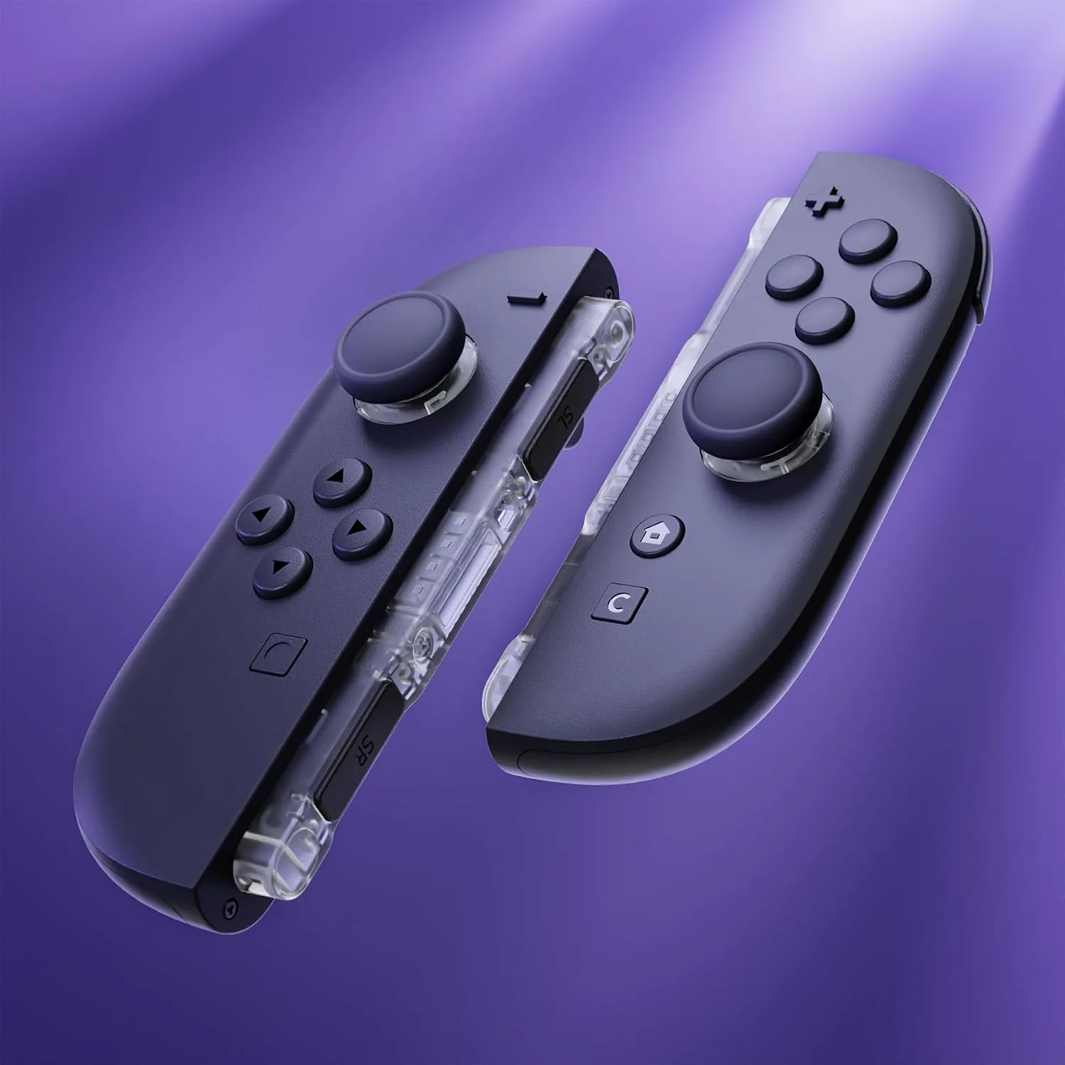 eXtremeRate Replacement 3D Joystick & Thumb Grips & Side Rail Shell Buttons for Nintendo Switch 2 JoyCon, Console Rail Stickers Controller Left Right Analog Stick Thumbsticks Caps for Switch 2 - Clear