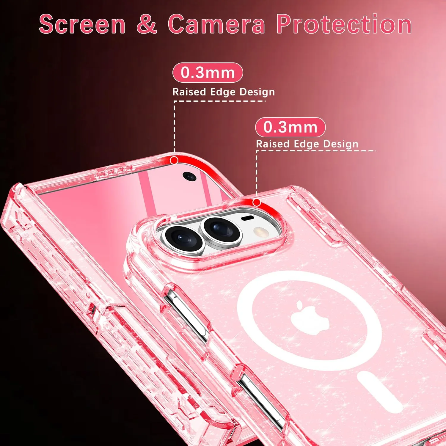 Casetego for iPhone Duo Case Magnetic,with Screen Protector,Pink