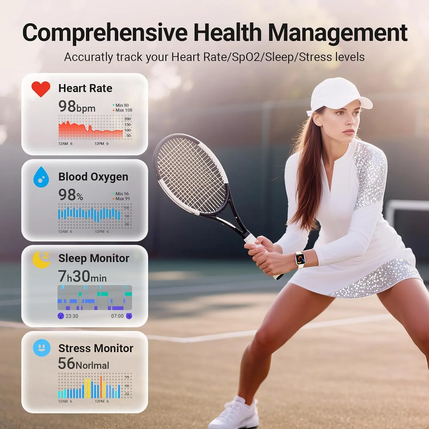 Smart Watches for Women/Men Android iPhone, [1.85" AMOLED Screen] Smartwatch Fitness Tracker 3ATM Waterproof with Bluetooth Calls, AI Control, Heart Rate/SpO2/Sleep Monitor, 7 Days Battery