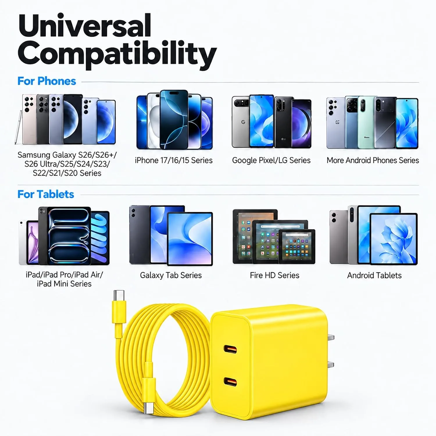 Super Fast Type C Charger for Samsung, 45W Dual Port USB C Charger