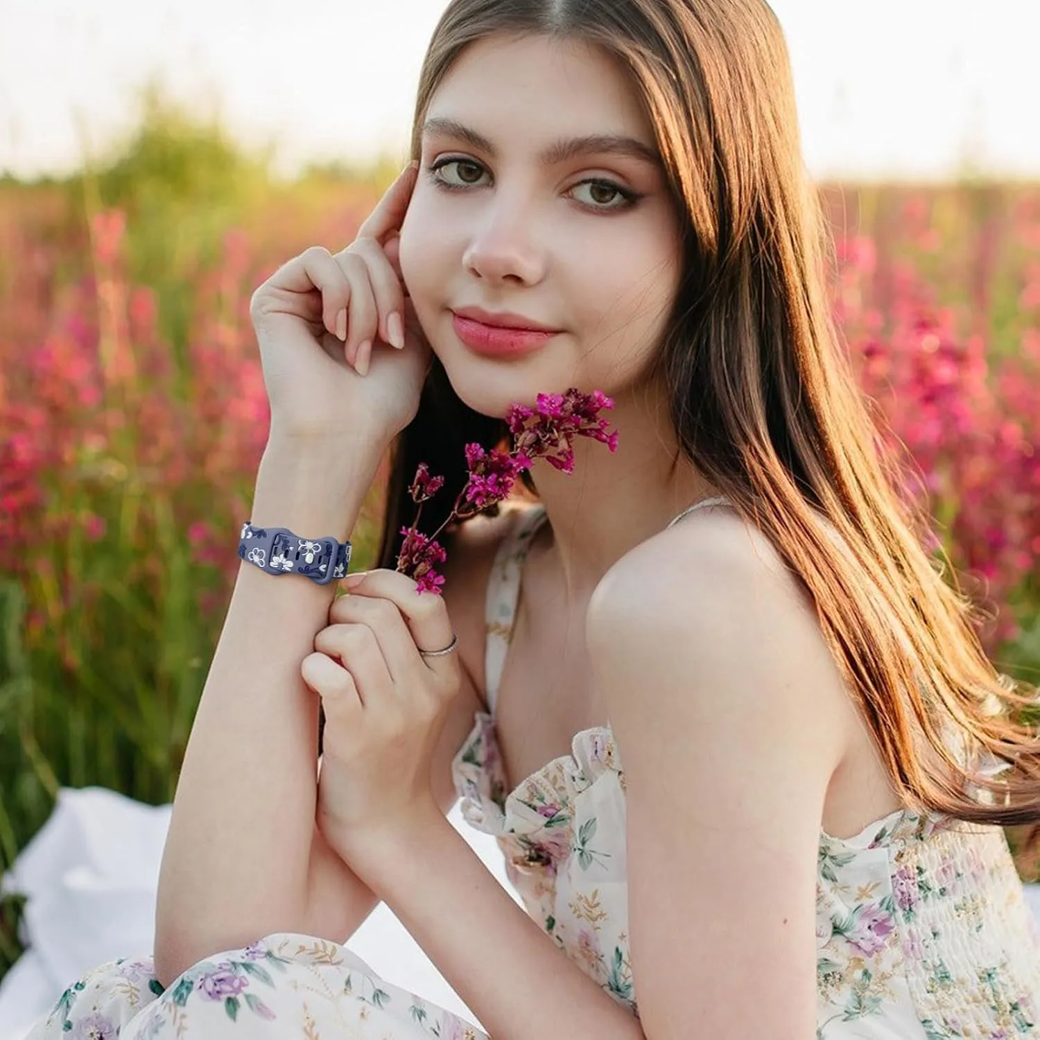 Witzon Floral Silicone Band Compatible with Apple Watch Bands For Women