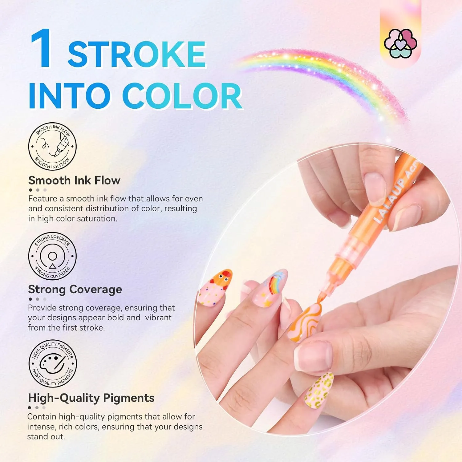 SAVILAND 12 Colors Nail Art Pens Set, 0.7mm Fine Tip Nail Polish Pens