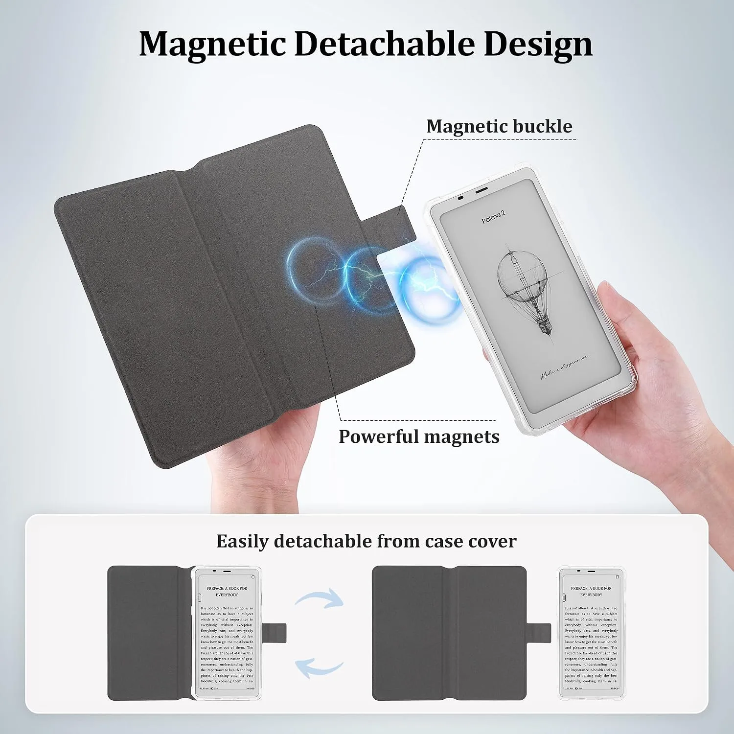 2in1 Case for Onyx BOOX Palma 2 Magnetic Detachable Folio Cover