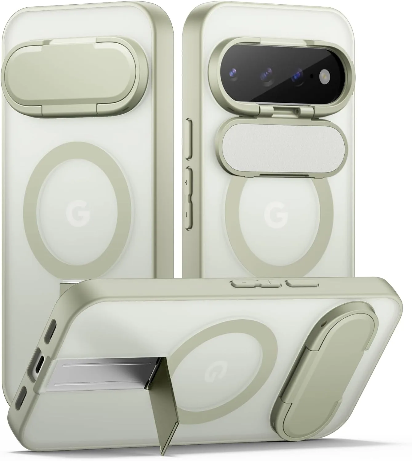 SURITCH Magnetic Case Compatible with Google Pixel 11 Pro XL Translucent Back Cover, Compatible with Magsafe, Built-in Kickstand & Camera Protection-Sage Green