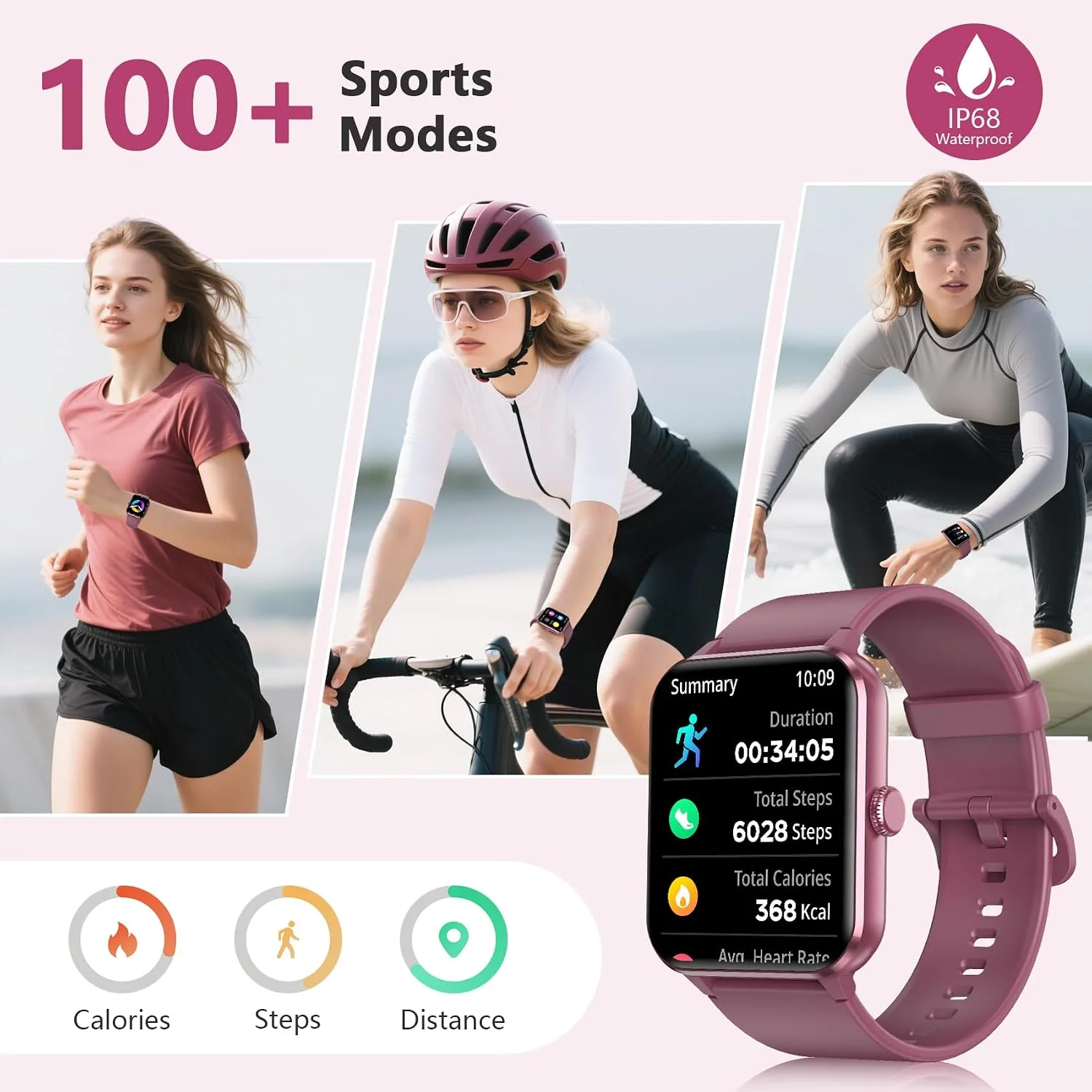 Blackview 2026 Fitness Tracker (Answer/Make Calls), 1.85'' Smart Watch for Men and Women with Heart Rate/Sleep Monitor/2 Straps, 100+ Sports Modes, IP68 Waterproof Activity Tracker for Android/iPhone