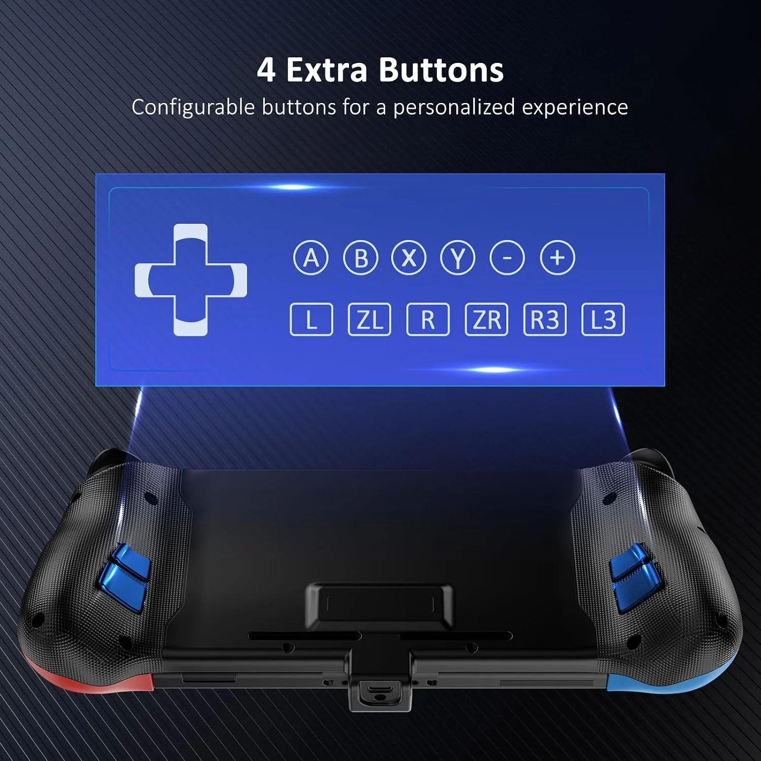 NexiGo Hall Effect Gripcon (No Drift, No Deadzone) with Hall Sensing Joystick for Nintendo Switch/Switch OLED, Ergonomic Handheld Mode, 6-Axis Gyro, Mapping Function, Classic