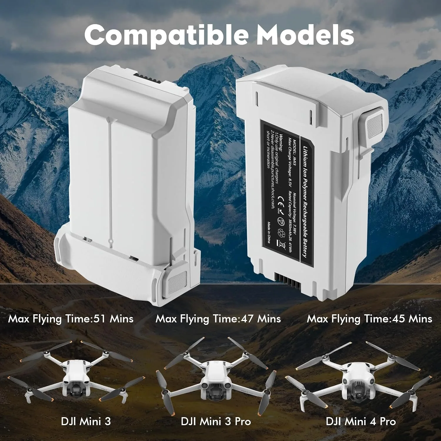 Mini 3 Series Intelligent Flight Battery Plus for DJI Mini 4 Pro/Mini 3/Mini 3 Pro,3850mAh 47 Mins Flight Time