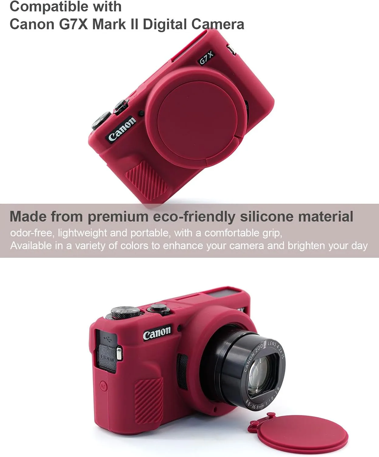 Camera Case for Canon G7X Mark II / G7X II - Dark Red