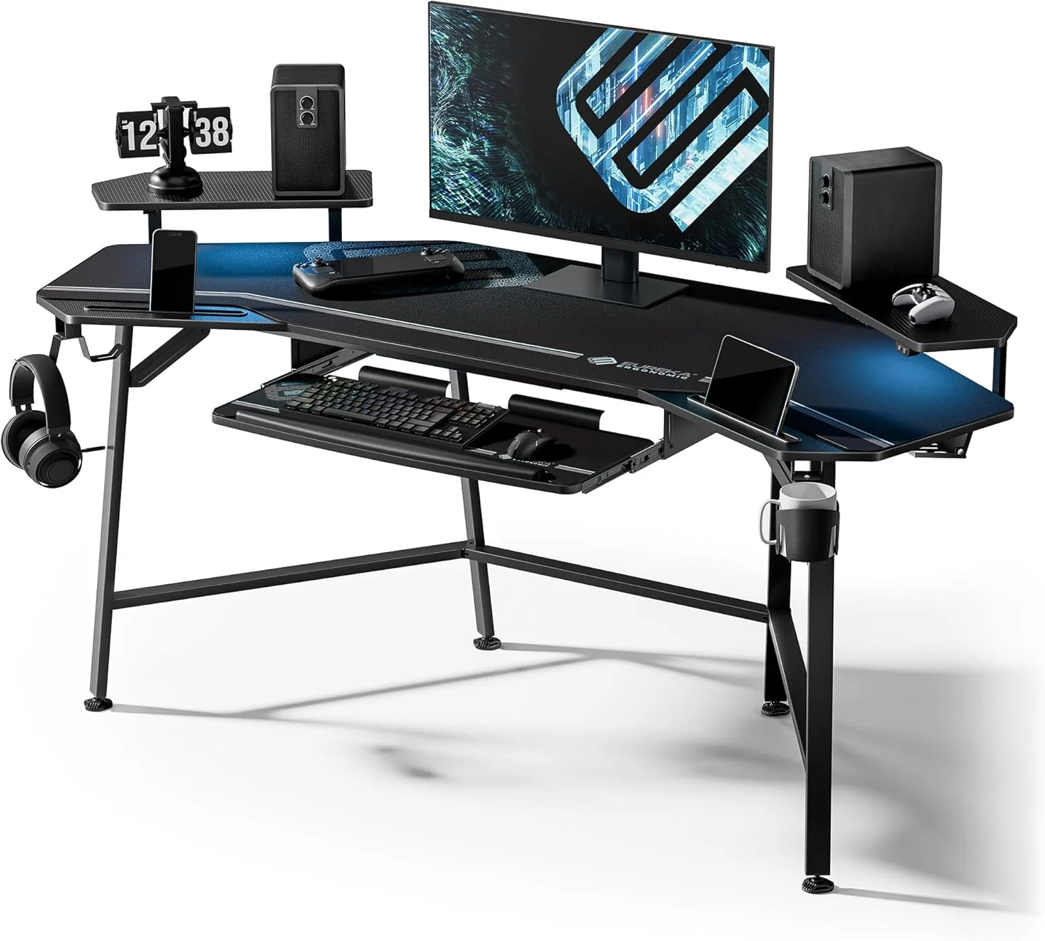 EUREKA ERGONOMIC Gaming Desk, 72 Inch with Full Mouse Pad and Keyboard Tray