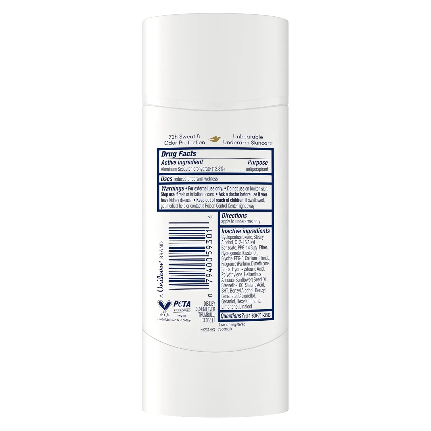 Dove Invisible Antiperspirant Stick Clear Finish No White Marks 2.6 oz