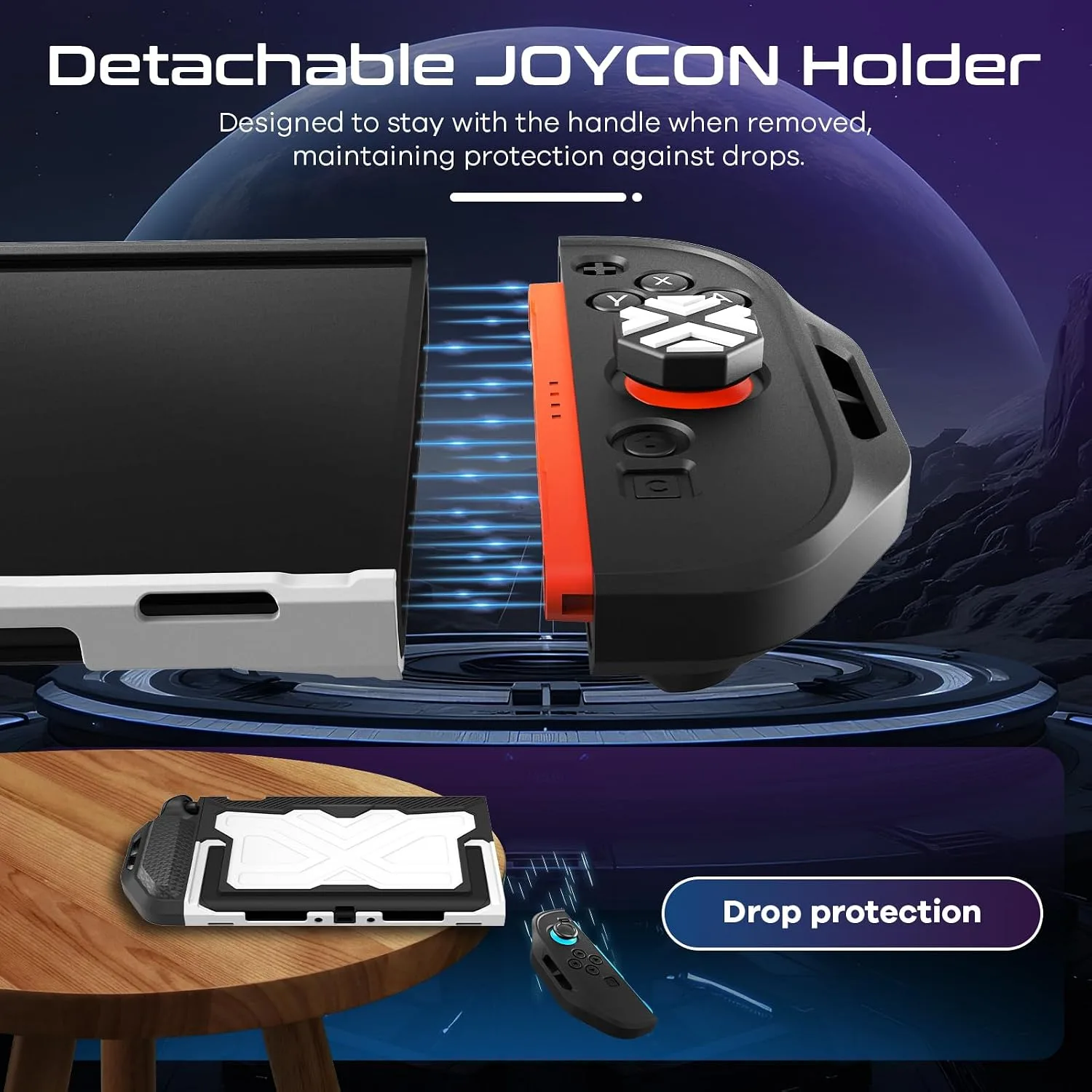 Toladoshop Dockable for Switch 2 Grip Case (2025) Accessories, Armor Slim Military-Grade Protection for Detachable 3PCS Design Joncon Holder with Screen Protectors and Joystick caps, White