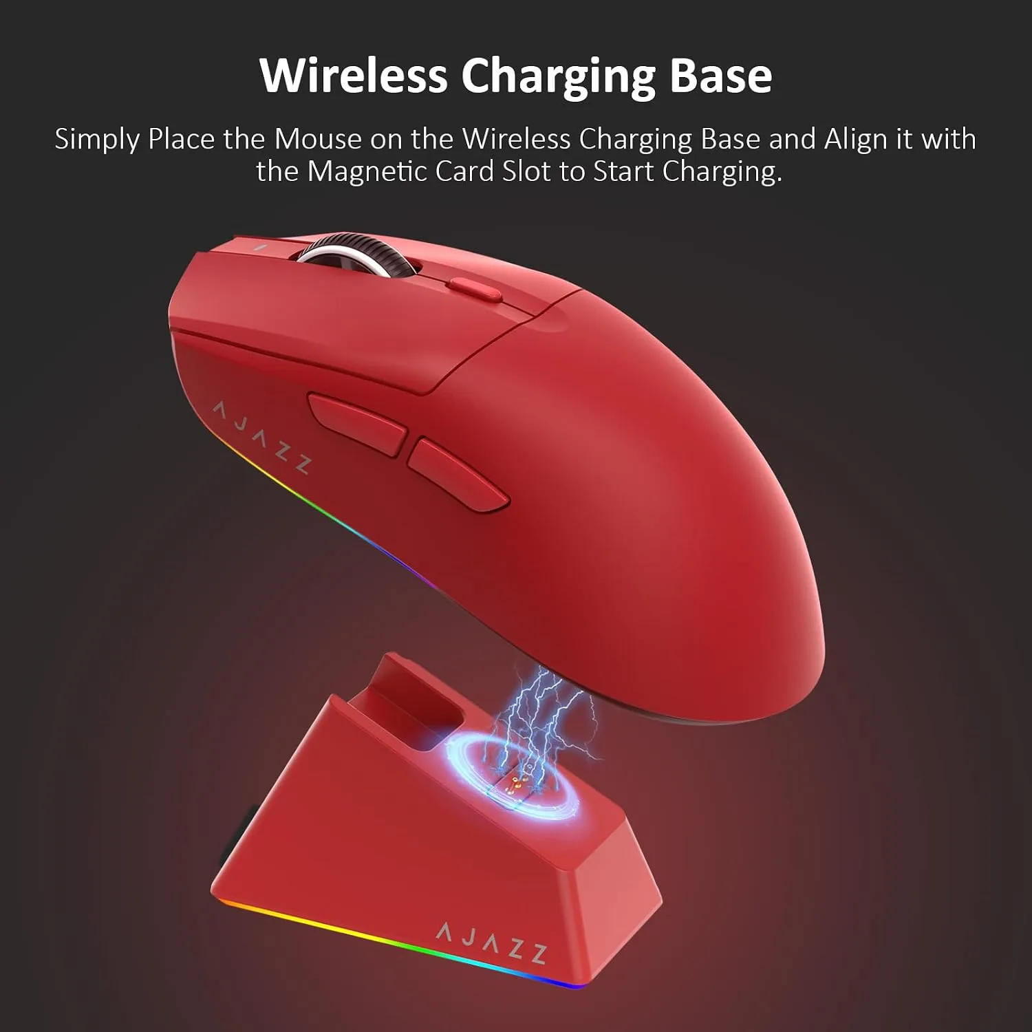 AJ139 V2 MC Wireless Gaming Mouse 2.4G Wired/Bluetooth | RGB Magnetic Charging Dock | Lightweight Design | 24000DPI | 500mAh Battery | PAW3311 Sensor | 5 Programmable Buttons, Compatible with PC/Mac
