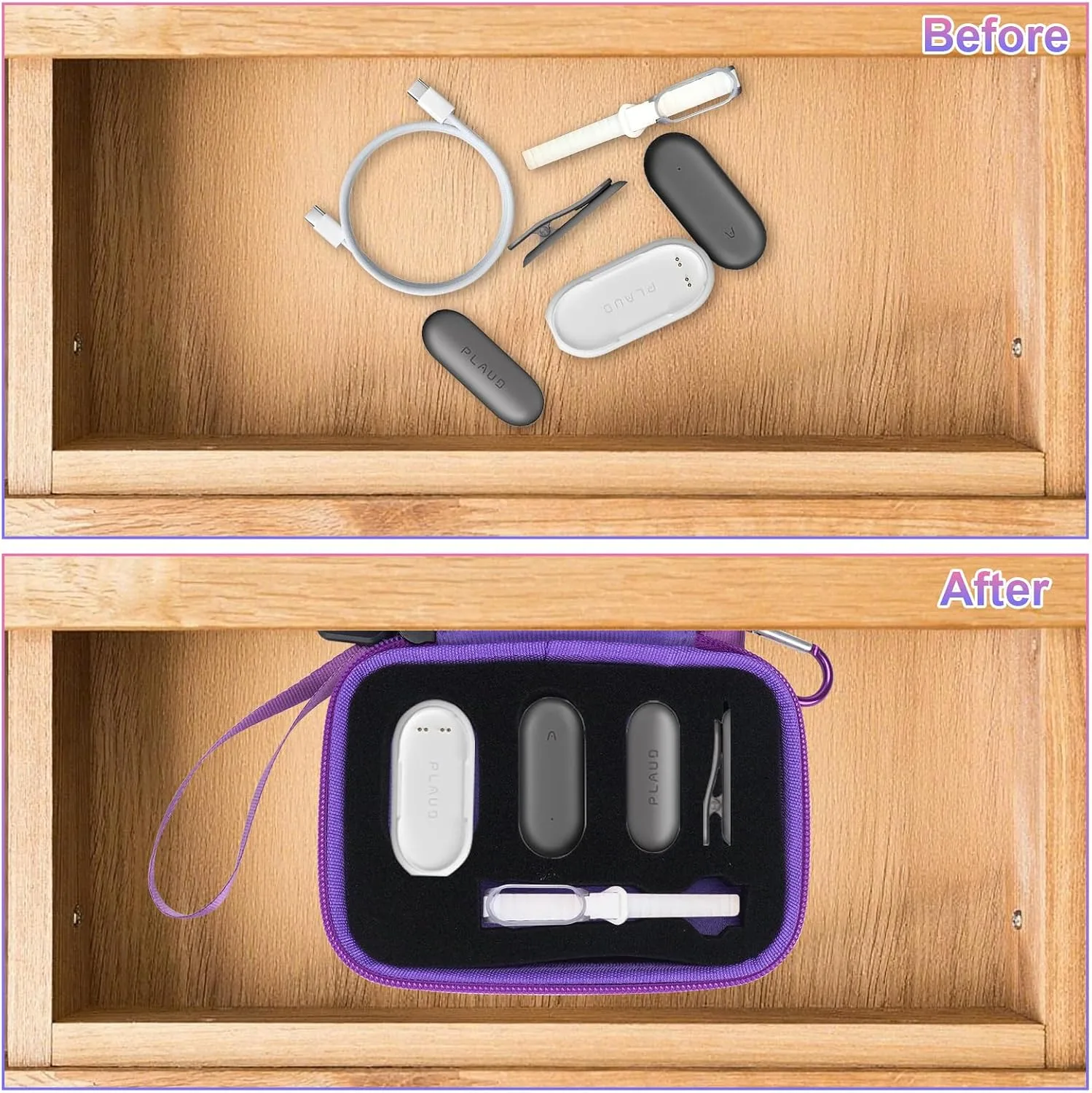 YouKnow Hard Case Compatible with PLAUD NotePin/NotePin S AI Voice Recorder - with Custom Foam Insert Holds Recorder, Magnetic Pin, Clip, Dock, Wristband & Cable (Case Only) (Galaxy)