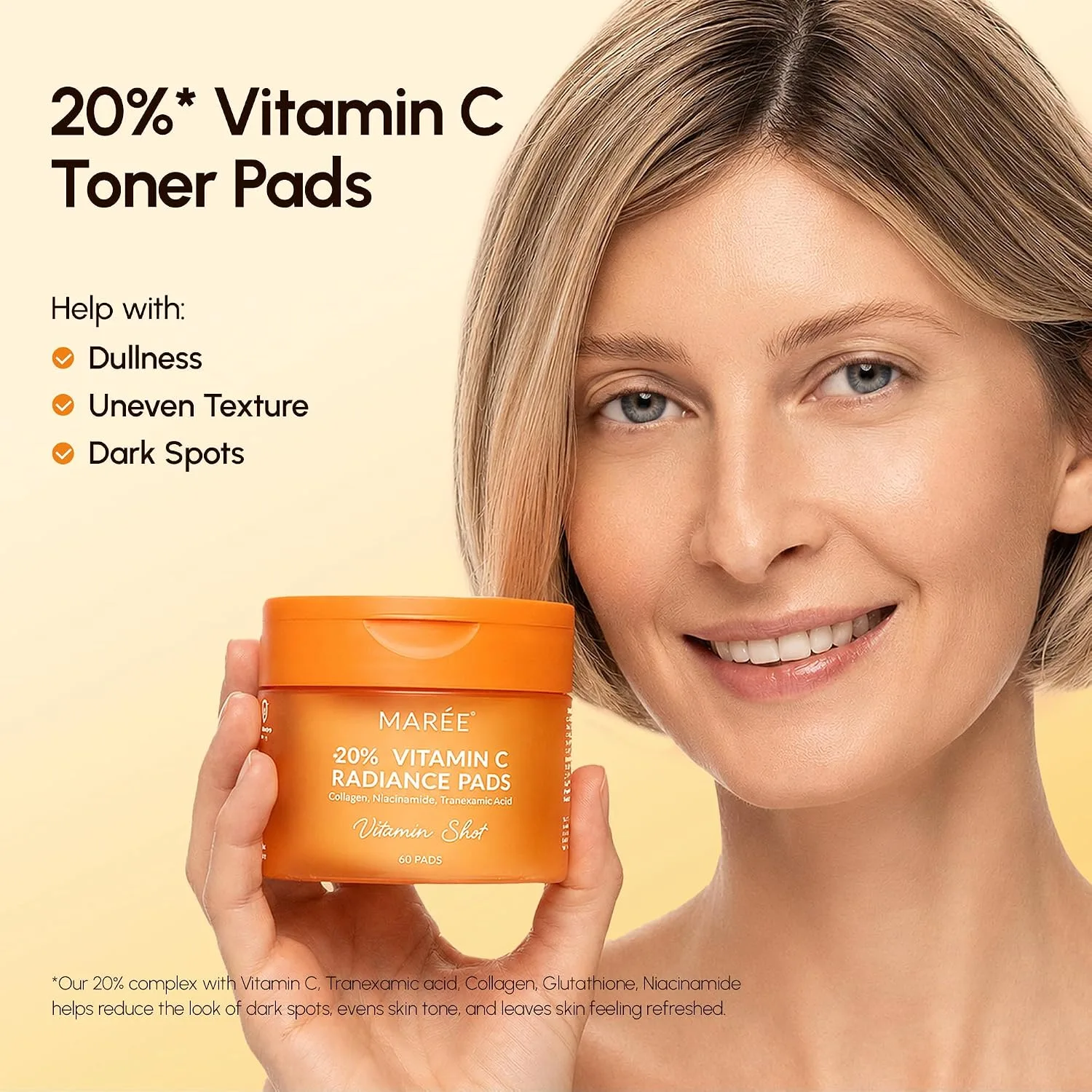 MAREE Vitamin C Toner Pads - Vitamin C Skincare TXA Serum Face Pads - 60 Ct