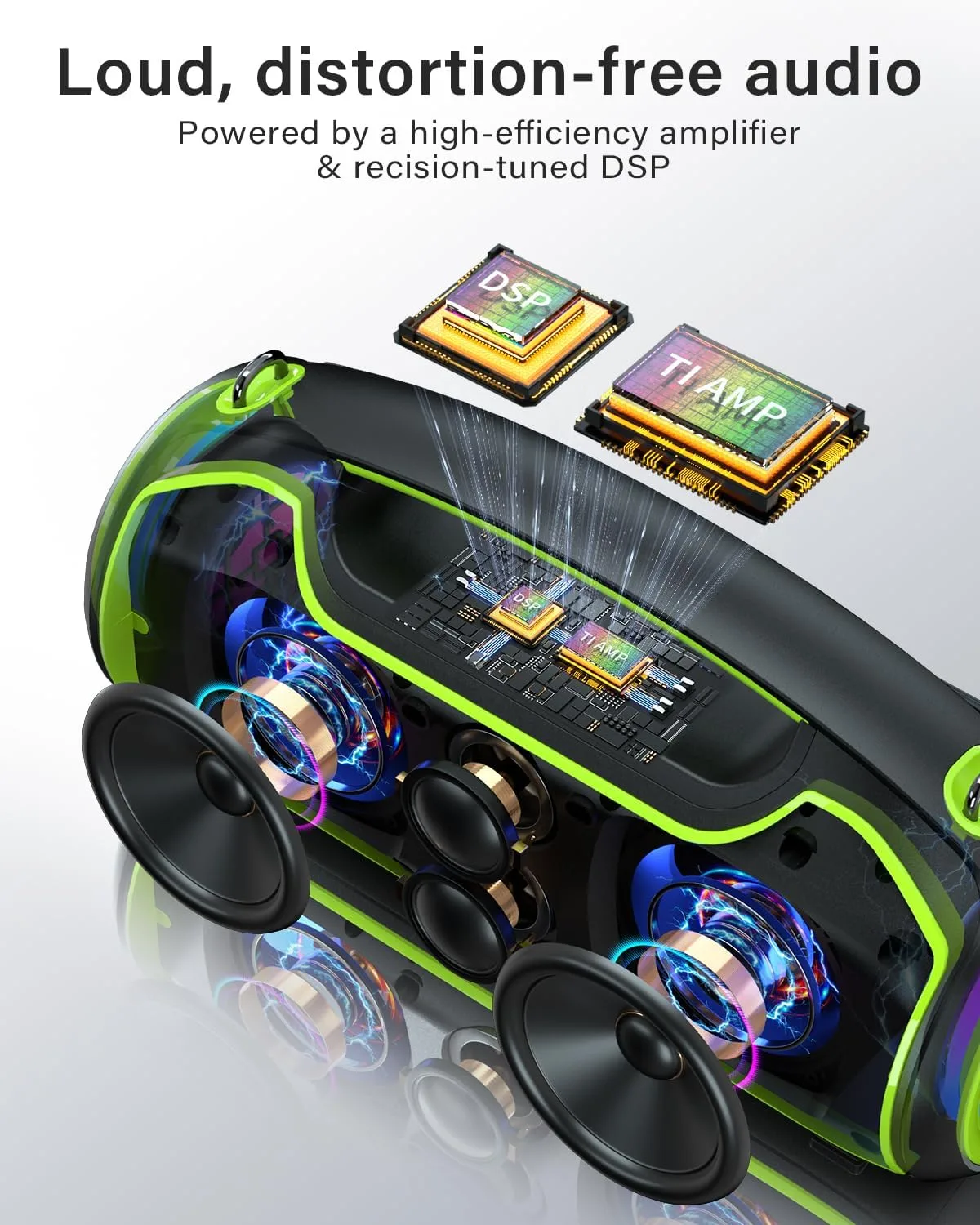 Bluetooth Speaker, 200W Peak Portable Speakers Wireless w/Bass Boost