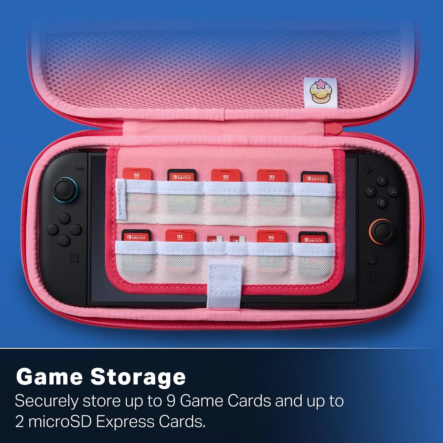 PowerA Protection Case for Nintendo Switch 2 - Kirby Mouthful, Officially Licensed, Protective Storage, Holds up to 9 Game Cards and 2 microSD Express Cards, Integrated Play Stand