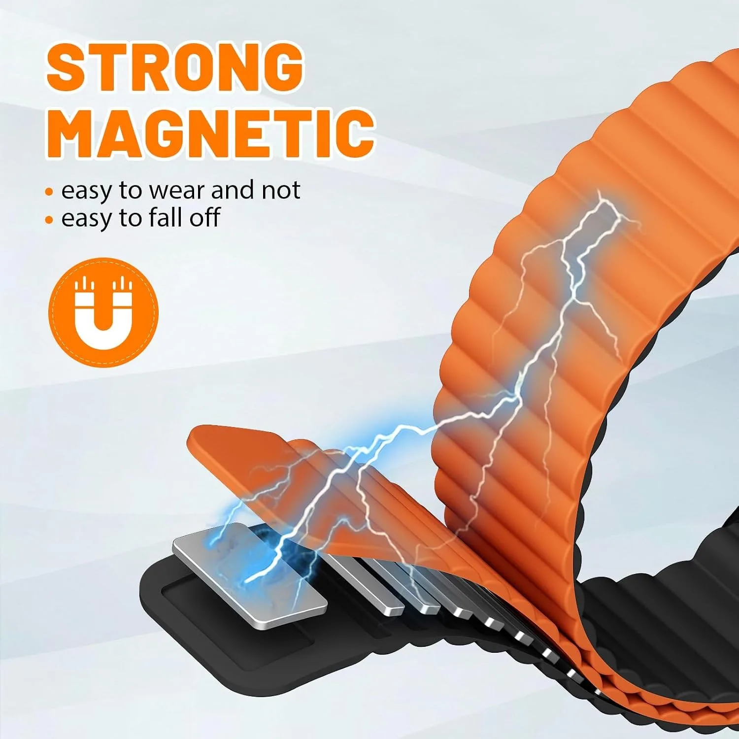 Magnetic Sport Bands for Apple Watch Band 40mm 38mm 41mm 42mm 44mm 45mm 46mm iWatch bands for Women Men,Silicone Loop Strap Wristband for Apple Watch Series 12 11 10 9 8 7 6 5 4 3 SE 3/2nd Ultra 49mm